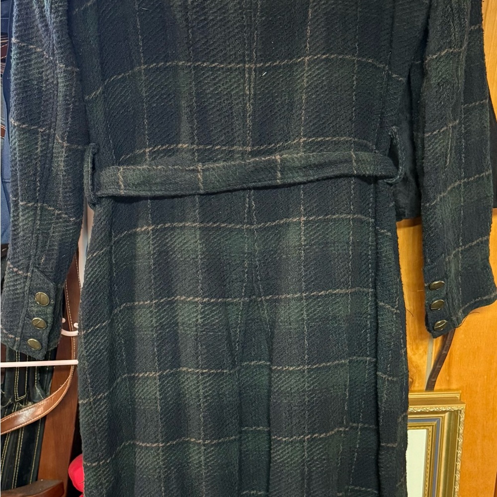 Free People Women's Textured Plaid Maxi Coat Size S/P With Belt $298 - Picture 5 of 9